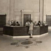 Circulation and Catalog Room, 1929. The room is graced by a highly ornamented ceiling, terrazzo floor, and bronze chandelier (image 25 0f 30)