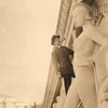 The sculptor Edward Field Sanford, Jr. inspects the work on his pediment (image 8 0f 30)