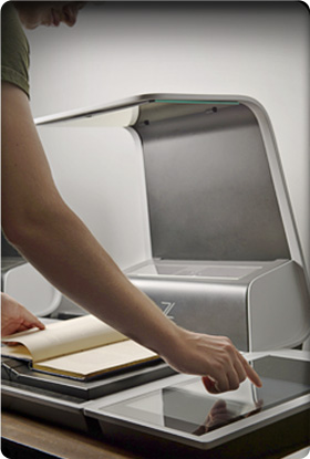 A person using a scanner